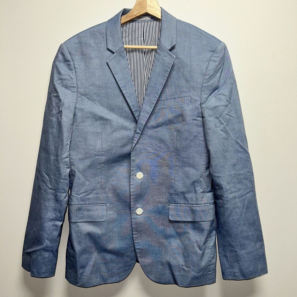 Express Photographer Blazer Mens 40R Blue Fitted Suit Jacket Sport Coat